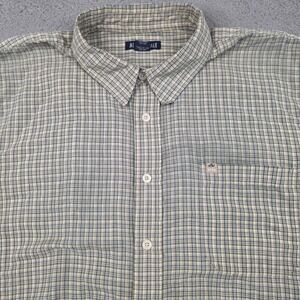 Vintage Aeropostale Shirt Men XL Short Sleeve Plaid Button Down Beige Green Blue